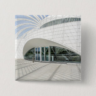 Badge Carré 5 Cm Bâtiment blanc futuriste moderne