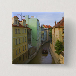 Badge Carré 5 Cm Bâtiments historiques avec canal, Prague, Républiq