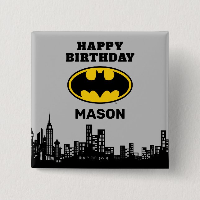 Badge Carré 5 Cm Batman - Gotham City | Anniversaire (Devant)