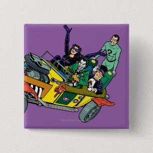 Badge Carré 5 Cm Batman Villains In Jokermobile