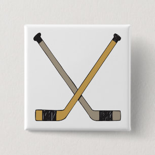 Badge Carré 5 Cm Bâtons de hockey