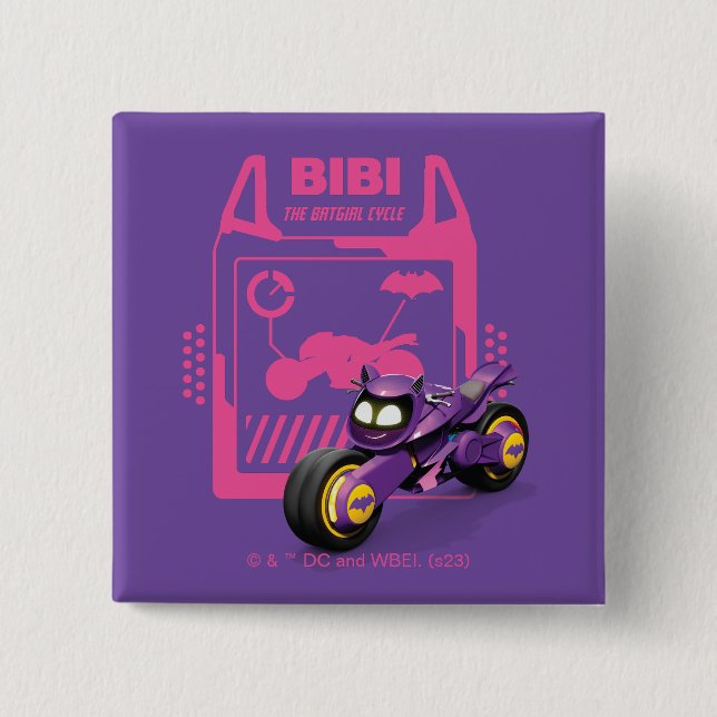Badge Carré 5 Cm Batwheel™ Bibi - Le cycle Batgirl (Devant)