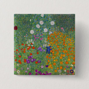 Badge Carré 5 Cm Bauerngarten, Peinture à l'huile, Gustav Klimt