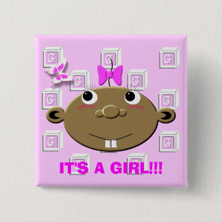 Badge Carré 5 Cm BBGBLOCKS, C'est UNE FILLE ! ! !