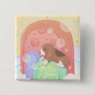 Badge Carré 5 Cm Beagle & Popsicles