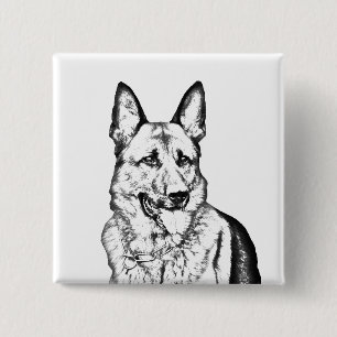 Badge Carré 5 Cm Beau Bouton à épingle - berger allemand