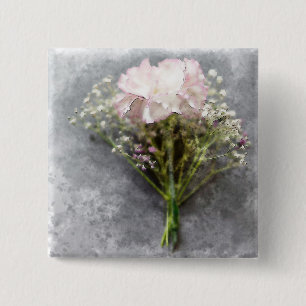 Badge Carré 5 Cm Beau bouton épingle - Chrysanthème rose