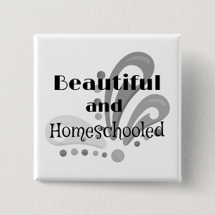 Badge Carré 5 Cm Beau et maison gris et blanc