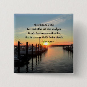 BADGE CARRÉ 5 CM BEAU JOHN 15:12 DESIGN PHOTO SUNSET