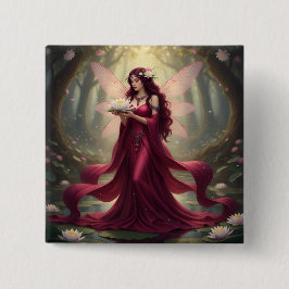 Badge Carré 5 Cm Beau Juillet Ruby Fairy