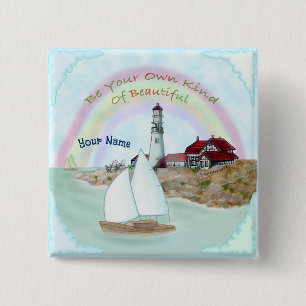 Badge Carré 5 Cm Beau phare