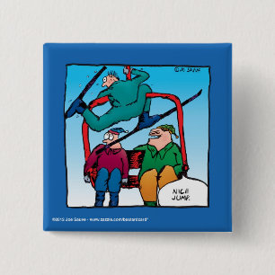 Badge Carré 5 Cm Beau Saut Dessinateurs Skieurs