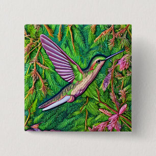 Badge Carré 5 Cm Beau Shabby Chic Petit Colibri.