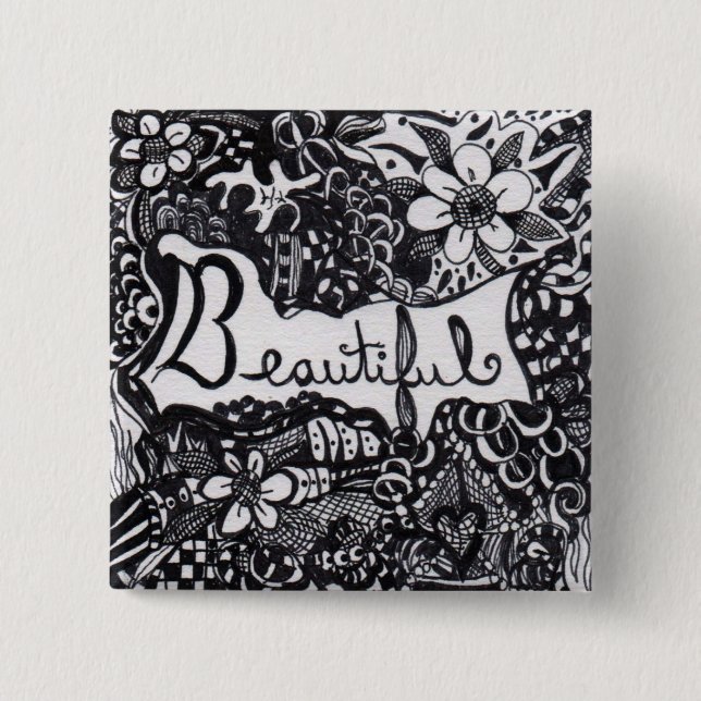 Badge Carré 5 Cm Beau stylo (Devant)