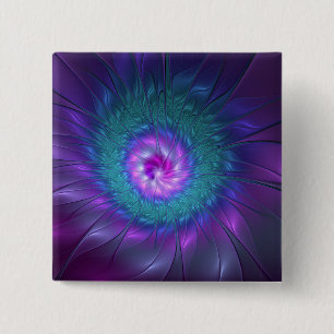 Badge Carré 5 Cm Beauté florale abstraite Art fractal coloré Fleur