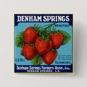 Badge Carré 5 Cm Beaux fraises de Denham Springs