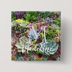 Badge Carré 5 Cm Beaux succulents
