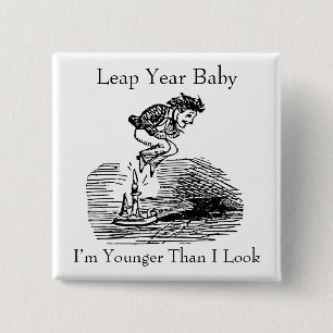 Badge Carré 5 Cm Bébé de l'année bissextile
