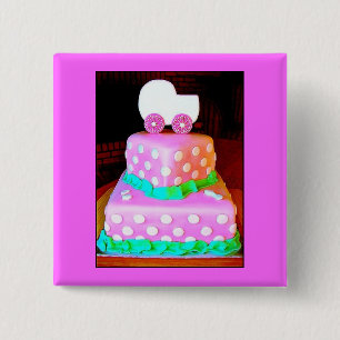 Badge Carré 5 Cm Bébé gâteau Buggy - Fille