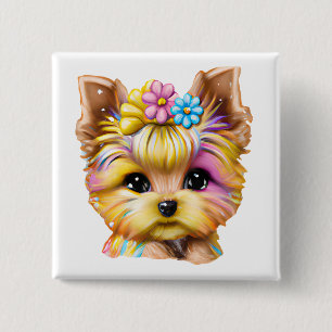 Badge Carré 5 Cm Bébé mignon et adorable Yorkie