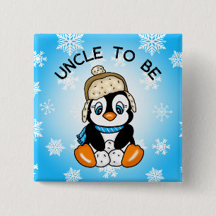 Badge Carré 5 Cm Bébé mignon oncle Penguin à être   BABY SHOWER