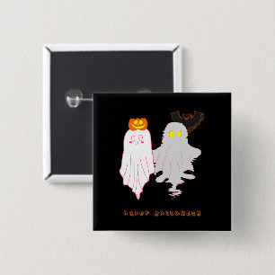 Badge Carré 5 Cm Bébés fantômes mignons bouton Halloween