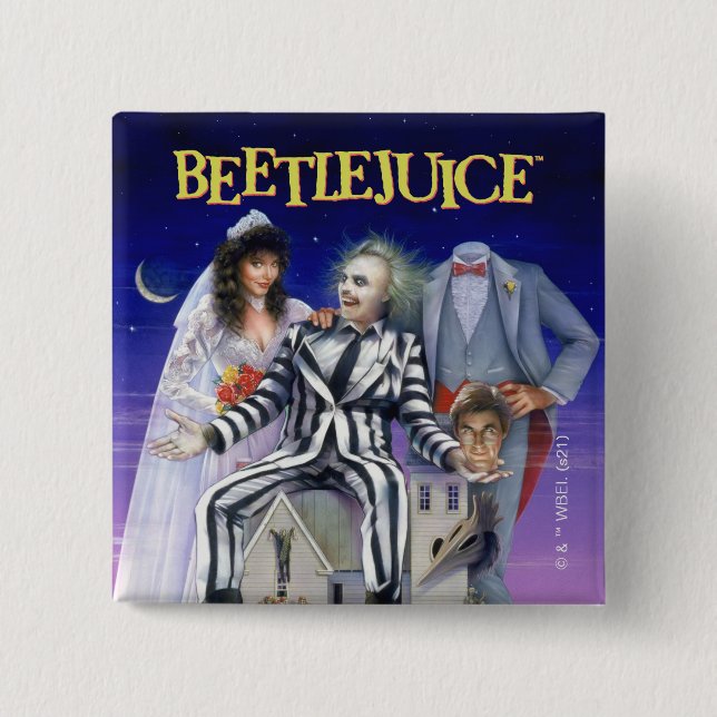 Badge Carré 5 Cm Beetlejus | Affiche théâtrale (Devant)