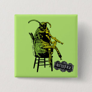 Badge Carré 5 Cm Beetlejus   Le dendroctone en fauteuil