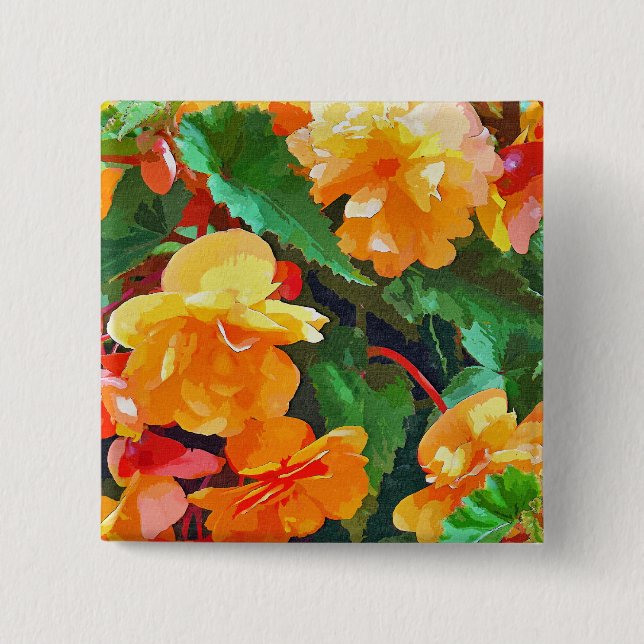 BADGE CARRÉ 5 CM BEGONIAS (Devant)