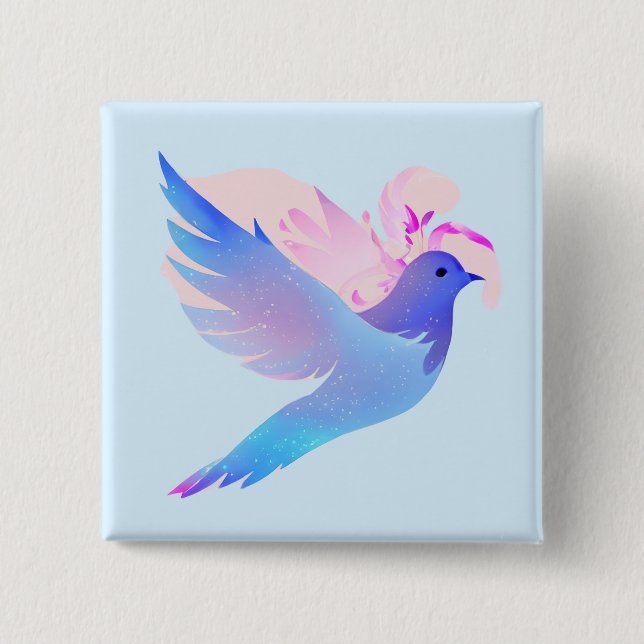 Badge Carré 5 Cm Belle Aquarelle Bleue (Devant)