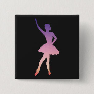 Badge Carré 5 Cm Belle ballerine pour fille de ballet.
