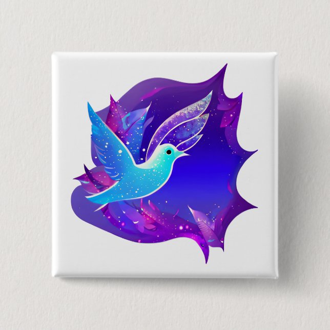 Badge Carré 5 Cm Belle carte graphique de colombe bleue (Devant)