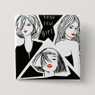 Badge Carré 5 Cm belle fille