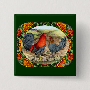 Badge Carré 5 Cm Belle Fowl de jeu