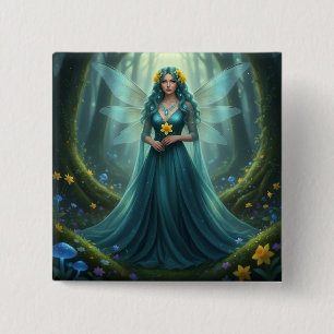 Badge Carré 5 Cm Belle Mars Aquamarine Fée