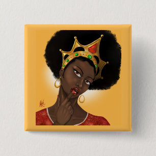 Badge Carré 5 Cm Belle Reine noire
