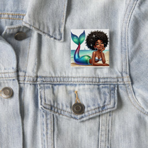 Badge Carré 5 Cm Belle Sirène