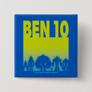 Badge Carré 5 Cm Ben 10 Alien Line-up Logo