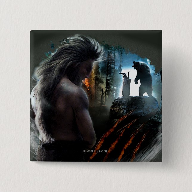 Badge Carré 5 Cm BEORN™ Et Gandalf Graphique (Devant)