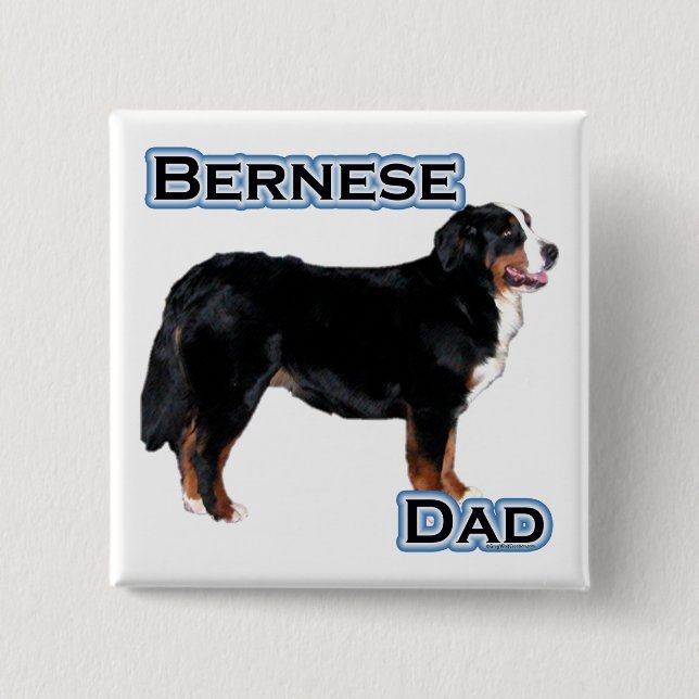 Badge Carré 5 Cm Bernese Papa 4 - Bouton (Devant)