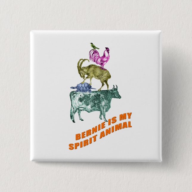 Badge Carré 5 Cm Bernie est mon animal d'esprit (Devant)