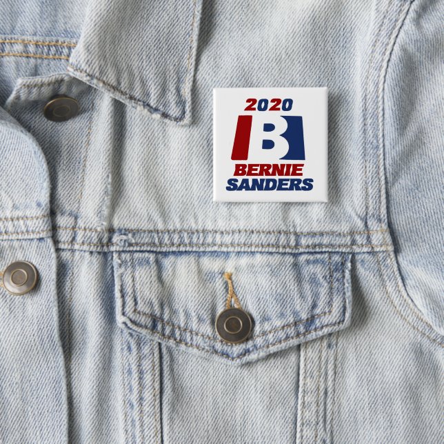Badge Carré 5 Cm Bernie Sanders pour le président 2020 (En situation)