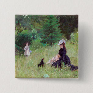 Badge Carré 5 Cm Berthe Morisot - Dans un parc