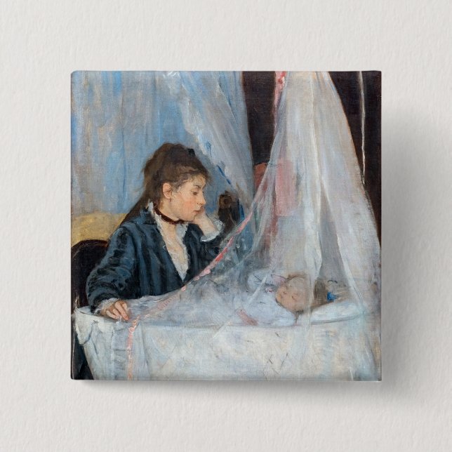 Badge Carré 5 Cm Berthe Morisot - Le berceau (Devant)