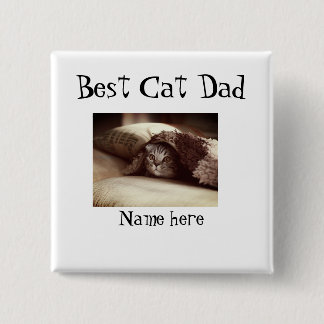Badge Carré 5 Cm best cat dad photo name fathers day pet dad daddy 