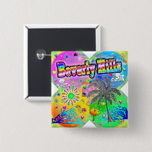 Badge Carré 5 Cm Beverly Hills Bouton Quadro Seasons