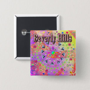 Badge Carré 5 Cm Beverly Hills Lucky Golden Button