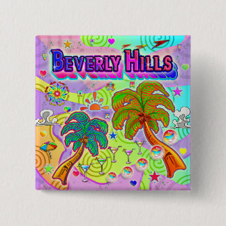 Badge Carré 5 Cm Beverly Hills Vacation Target Bouton