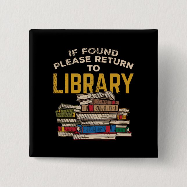Badge Carré 5 Cm Bibliothécaire Lecture cadeau (Devant)