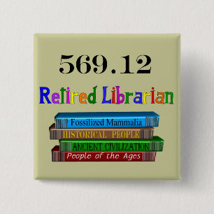 Badge Carré 5 Cm Bibliothécaire retraité 569,0 (système décimal